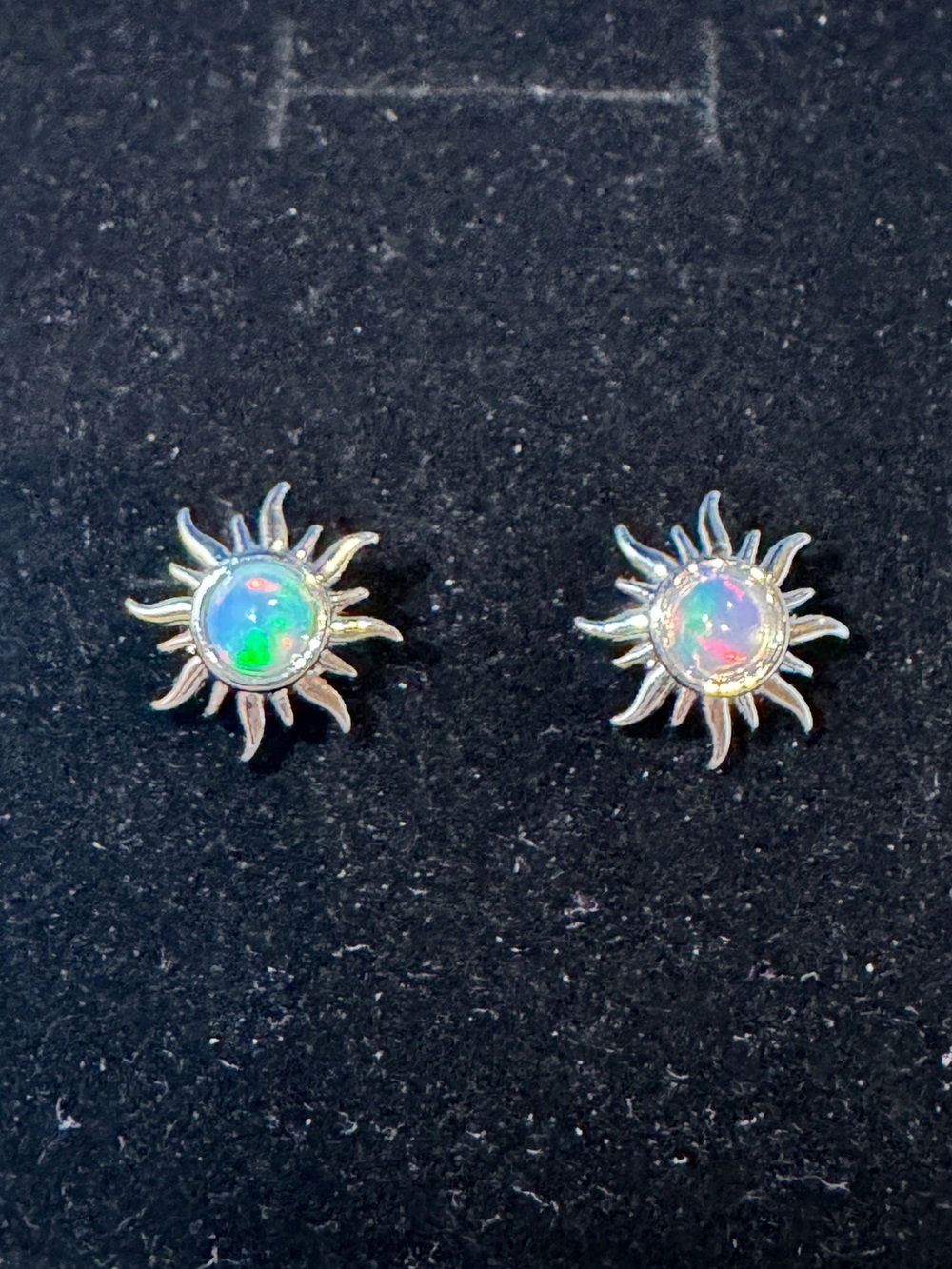 Opal 925 Sterling silver Stud Earrings - Iridescent Blue-Green